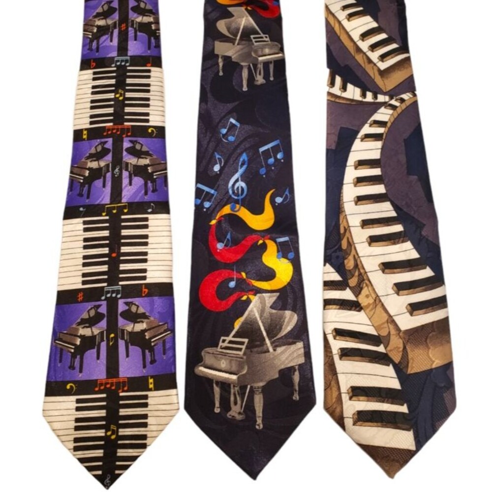 Piano Keys Music Ties #36A - Lot of 3 Novelty Neckties NWT Going out of Business